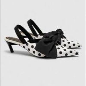 ZARA Polka Slingback Shoes Bow EU38/7.5 3208/301